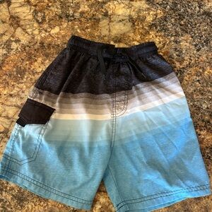 Kids Gradient Blue Swim Trunks with Black Waist
